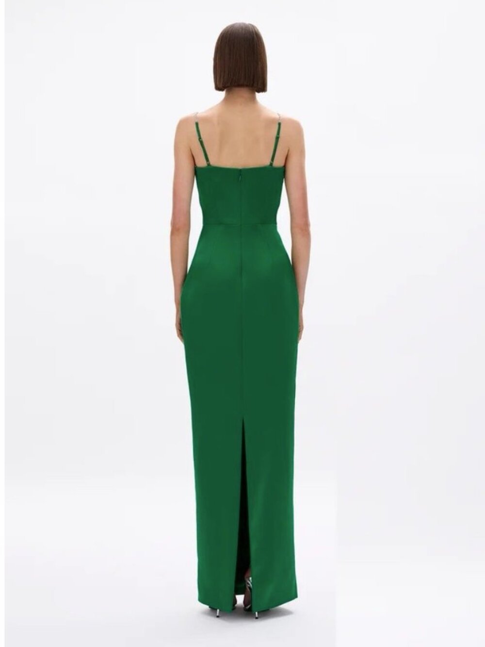 Rachel Gilbert Leora Gown NWOT Emerald Green Satin Wedding Formal Size 8 AU 3 - Picture 6 of 15